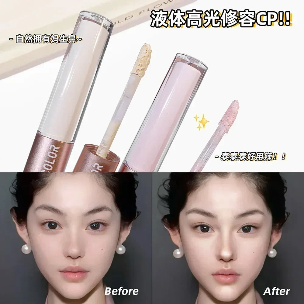 HISYI Dual-End Liquid Highlighter Pen, Skin Brightening &amp; Contouring Stick, Natural Contour, Long-Lasting, Waterproof