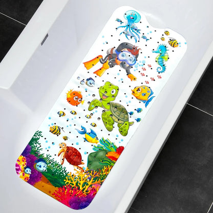 1pc Cartoon Extra Long Bathtub Mat 40x100cm Non Slip Bath Mat for Bathroom Tubs Shower Mats with Suction Cups &amp; Drain Holes