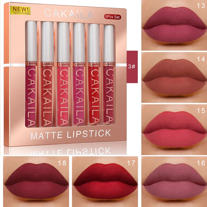 CAKAILA 6-Color Lip Gloss Lipstick Set Liquid Matte Velvet Matte Women&