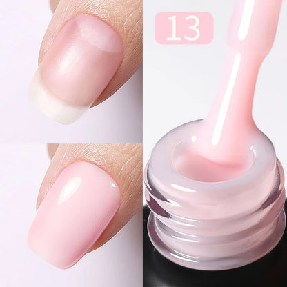 BORN PRETTY Milky Pink Rubber Base Gel Nail Polish Glitter 15ml Semi-Permanent Varnish Soak Off Self Leveling UV LED Gel