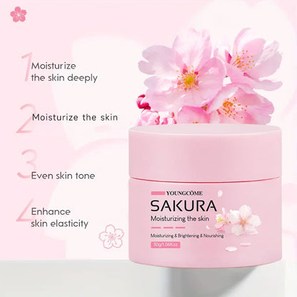 Sakura Essence Cream,Cherry Blossom Facial Moisturizer for Dry &amp; Rough Skin,Anti Aging Face Lifting Nourishing Repair Collagen