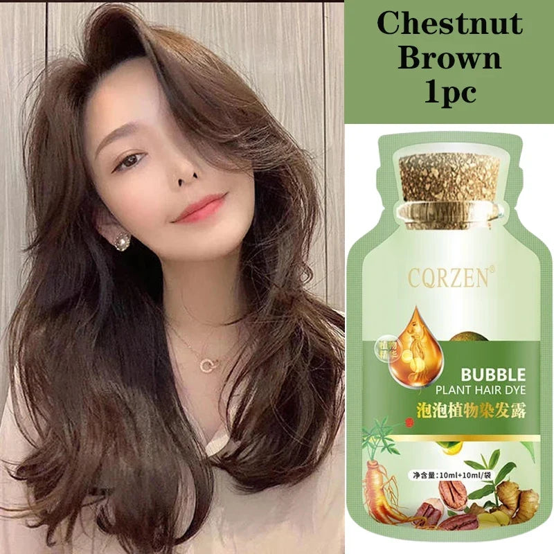 Pure Natural Herbal Hair Dye Shampoo Change Hair Color Cover Gray Hair White Hair Treatment Bubble Plant Hair Dye Hair Care