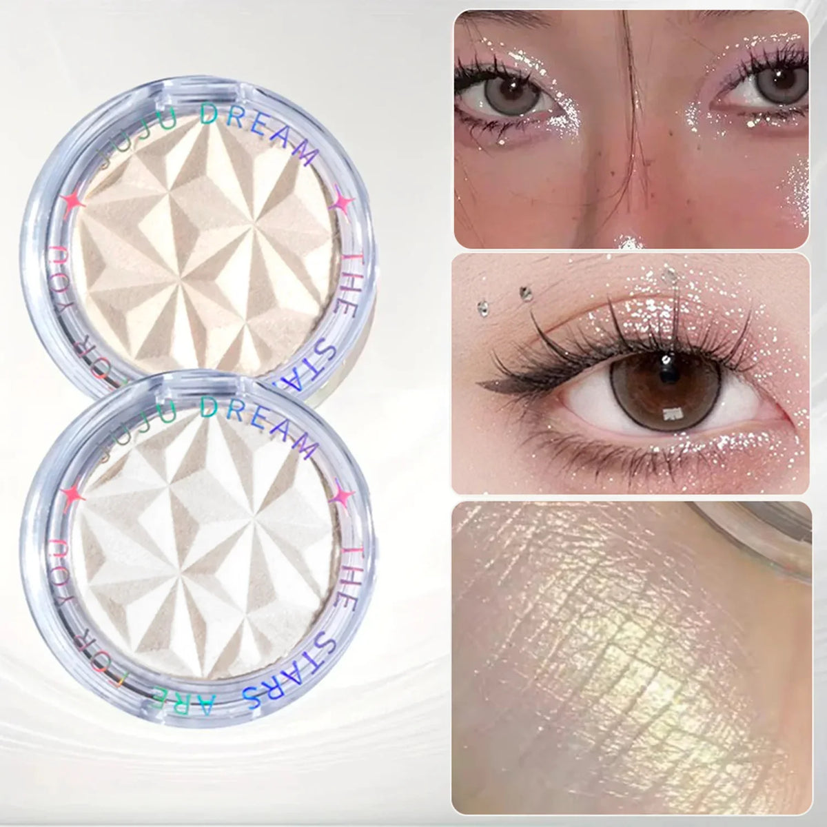 Shimmer Diamond Glow Highlighter 2-Color Palette – Brighten &amp; Contour, Radiant Skin, Natural Glow for Festival &amp; Daily Makeup