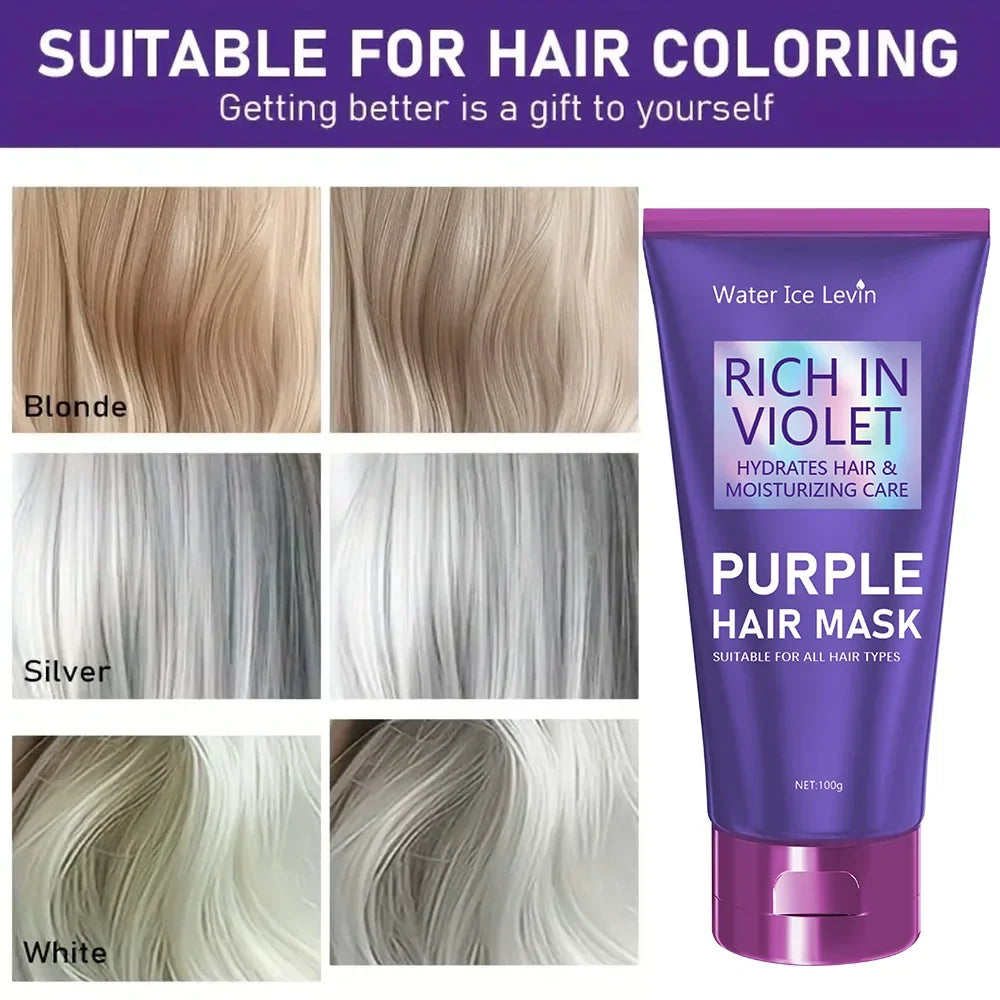Purple Repair Hair Mask Keratin Deep Nourishing Dry Frizzy Damaged Treatment Collagen Magical 5 Second Soft Shiny Care