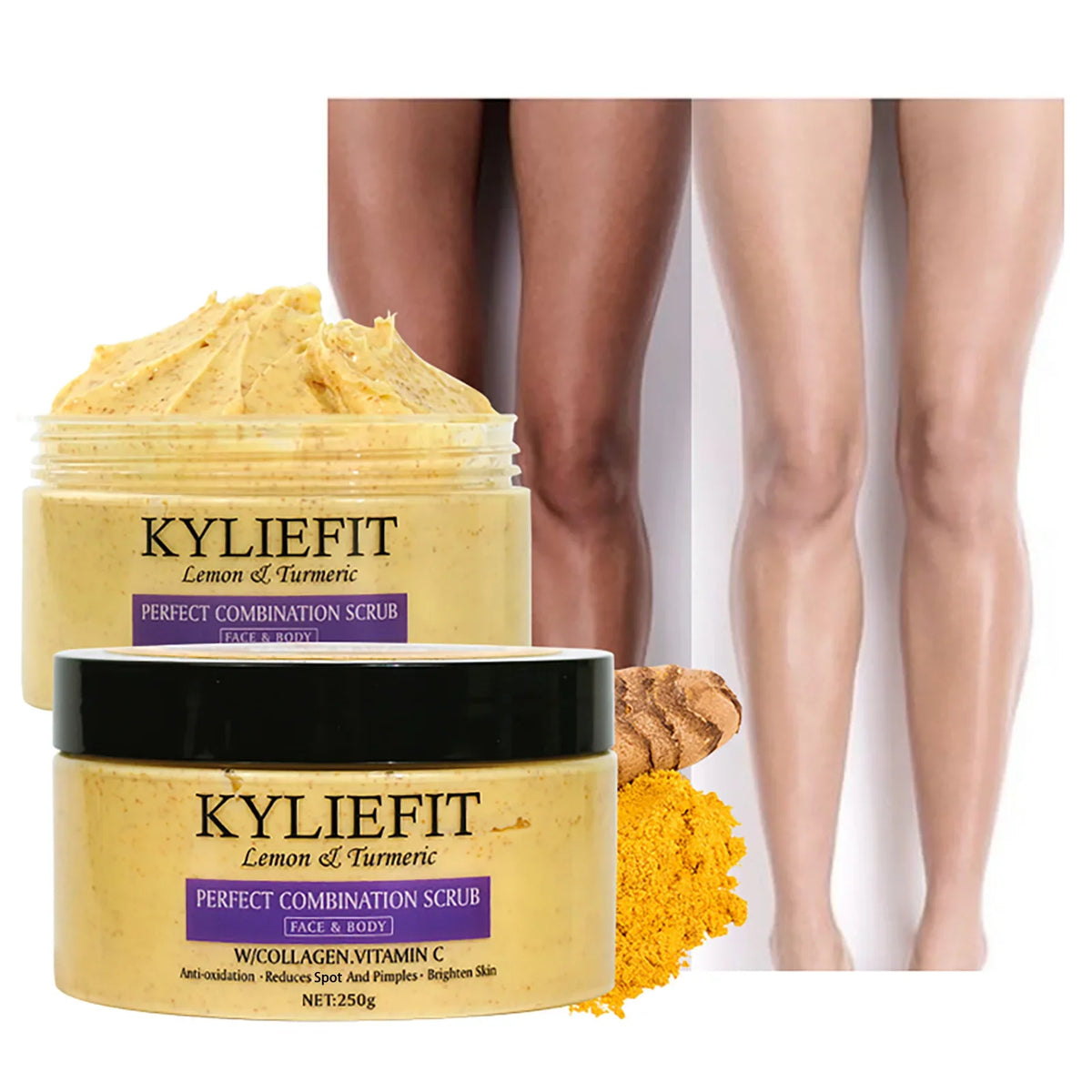 Natural Turmeric Scrub, For Face &amp; Body, Brightening, Reduce Acne, Clean And Smooth Skin, Deeply Exfoliates, 250g/8.8 oz