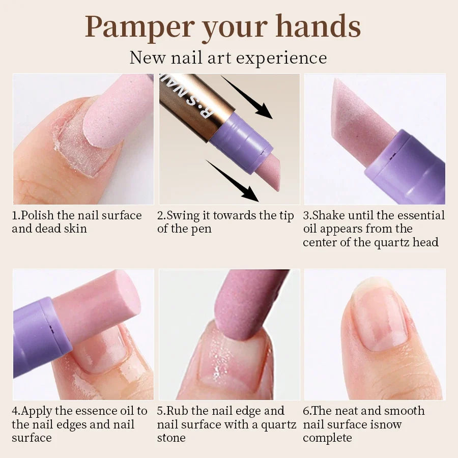 RSNAIL 3-in-1 Cuticle Oil Pen with Ceramic Nail Pusher for Hangnails Dry &amp; Damaged Nails -Nail Care Pen for Repair &amp; Nourishment