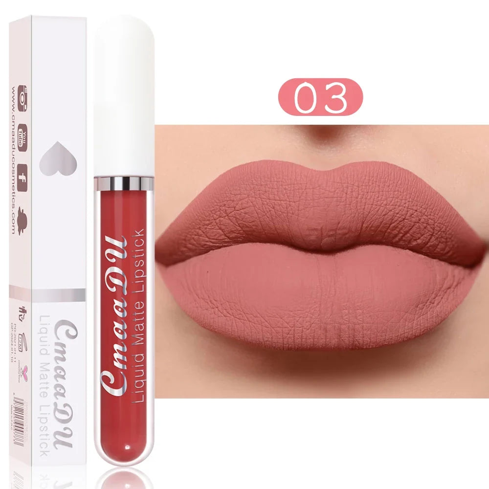 CmaaDu 1 Pcs Matte Lip Gloss Liquid Lipstick- Lip Stains with Long-Lasting Waterproof,  Adult Age Range, Red Tones Easy to Color