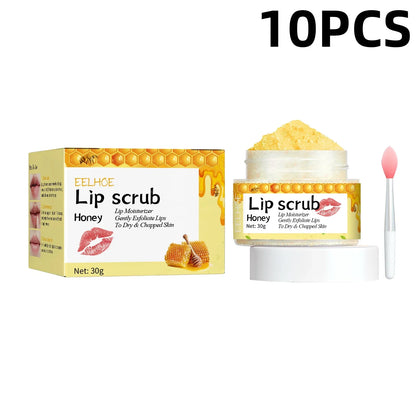 EELHOE Honey Lip Scrub Exfoliator for Dry Chapped Lips Nourishing Moisturizing Dead Skin Removal Plumping Line Care Treatment