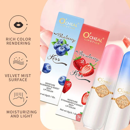 OCHEAL Color Changing Lipstick Fruit Lip Balm Moisturizing Waterproof Long Lasting Moisturizing Lip Balm Temperature Changing