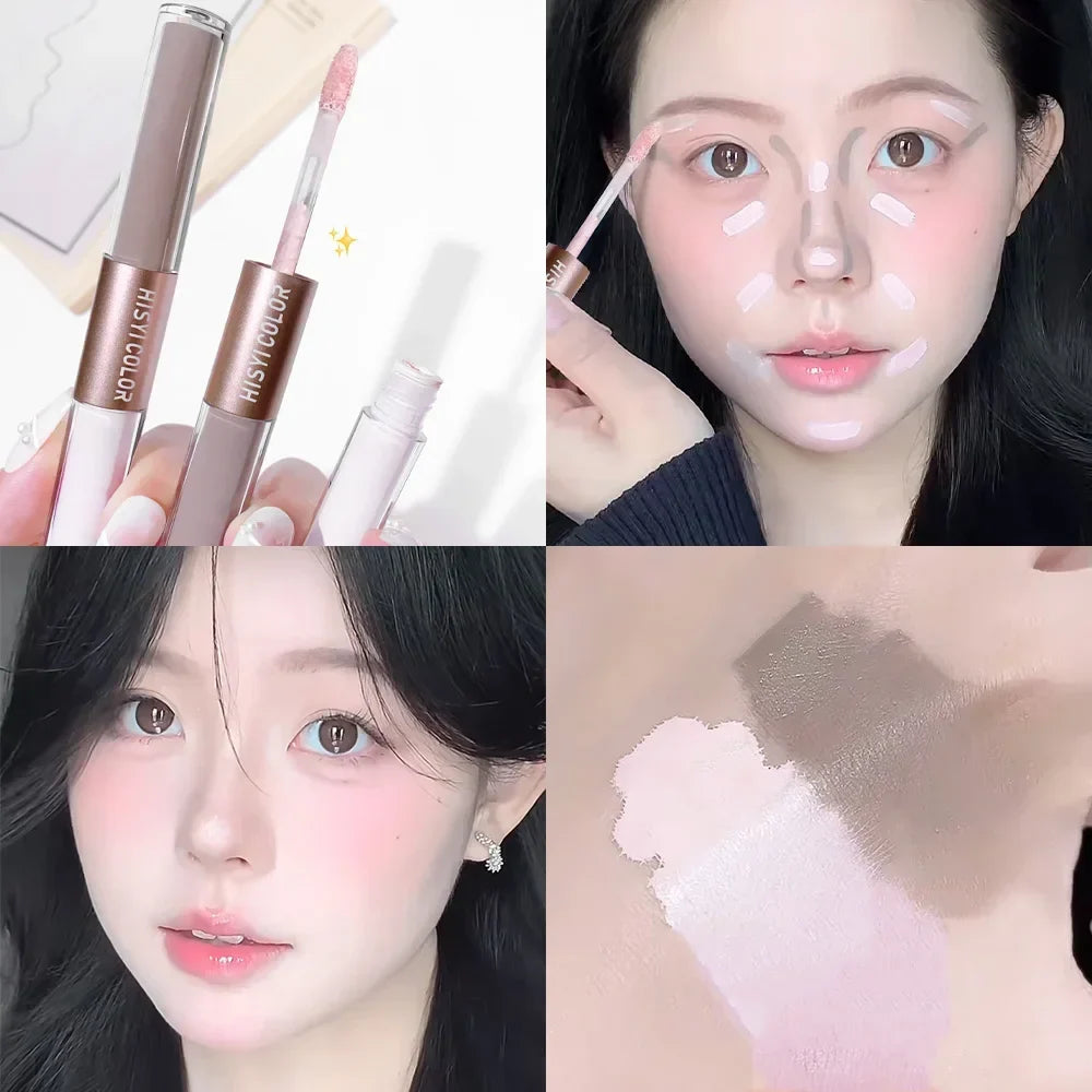 HISYI Dual-End Liquid Highlighter Pen, Skin Brightening &amp; Contouring Stick, Natural Contour, Long-Lasting, Waterproof