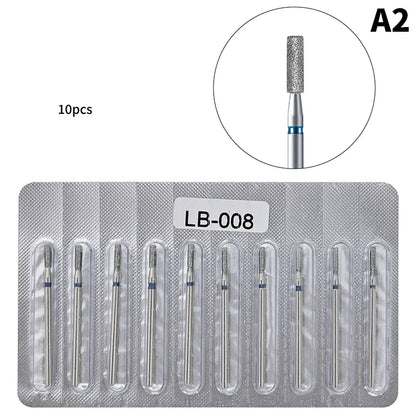 10Pcs Diamond Milling Cutter For Manicure Electric Nail Drill Bits Accessory Pedicure Machine Nail File Gel Remover Tool