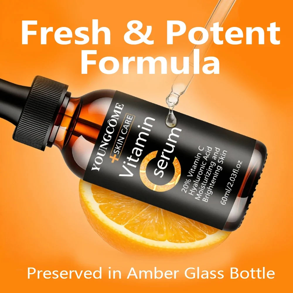 YOUNGCOME Vitamin C Hyaluronic Acid Serum - Daily Hydrating &amp; Radiance-Boosting Facial Essence for All Skin Types 40/60ML