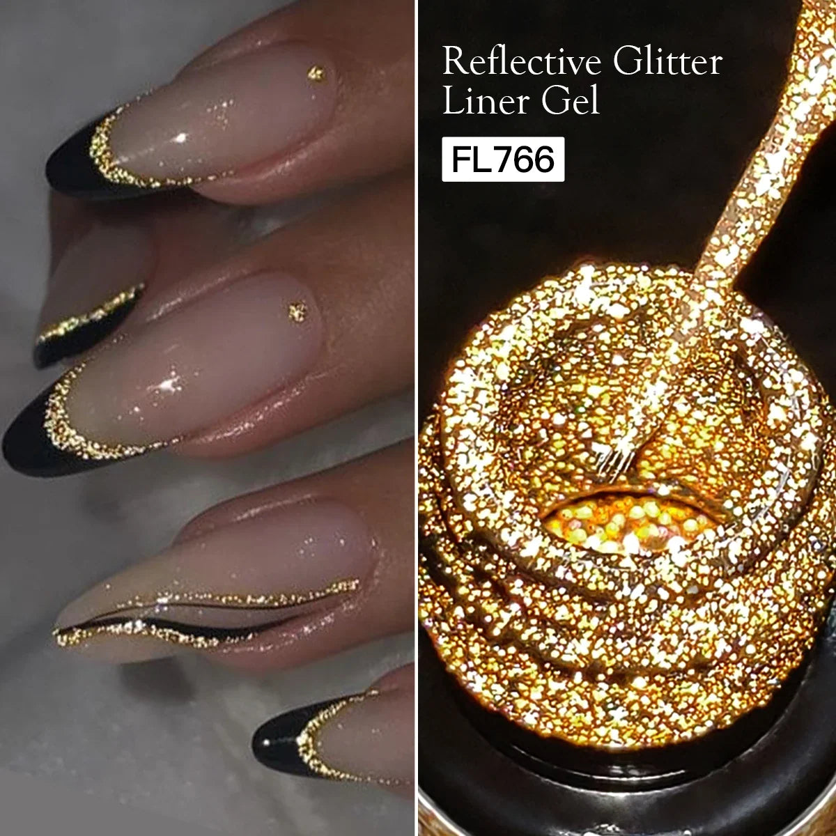 FOUR LILY 5ml Reflective Glitter Liner Nail Gel Polish Gold Silver Red Sparkling Nail Supplies UV/LED Varnish Painting Gel