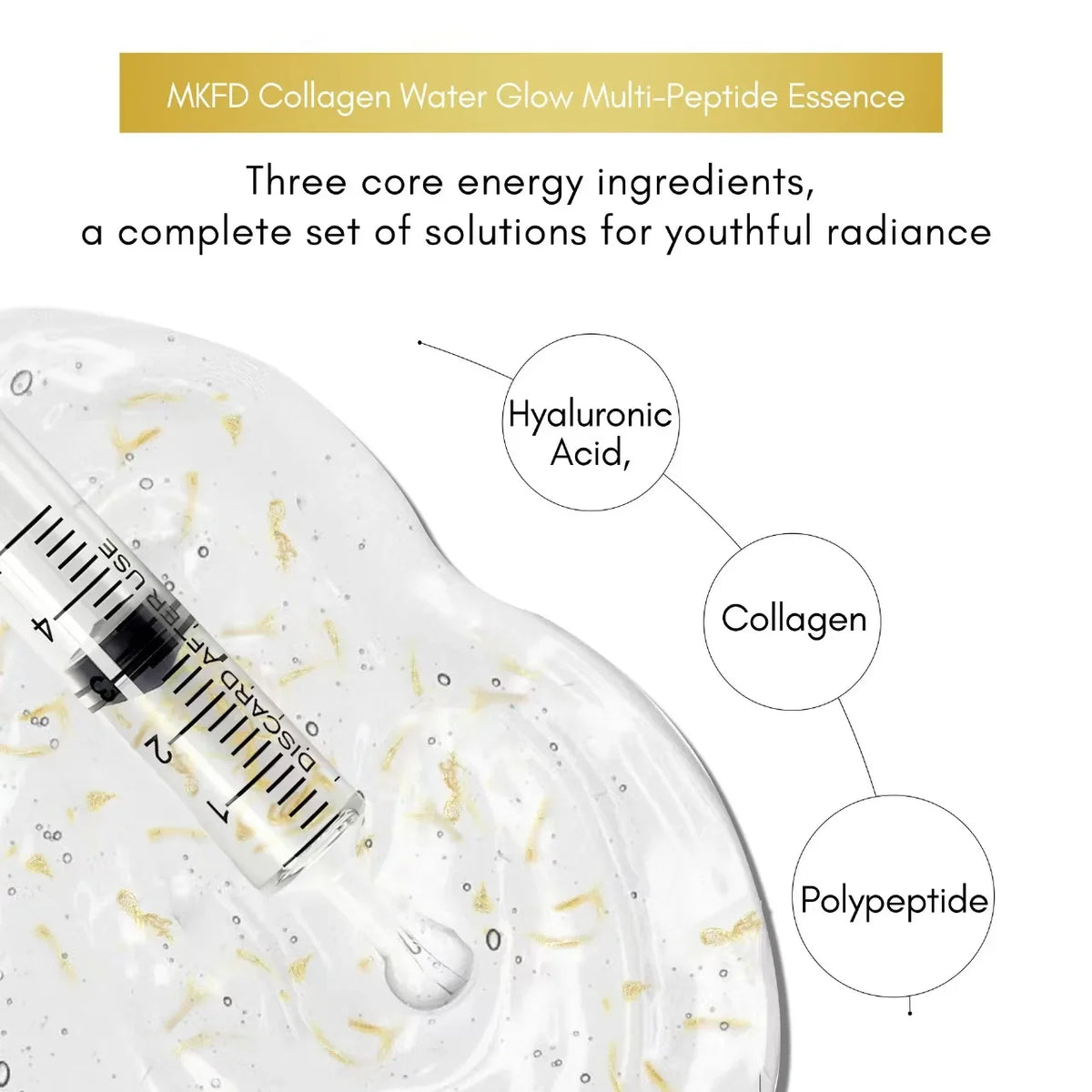 Korean Collagen Silk Peptide Hydrating Ampoule Serum, Intensive Lifting &amp; Elasticity Boost Skin Care for Dry &amp; Dull Skin