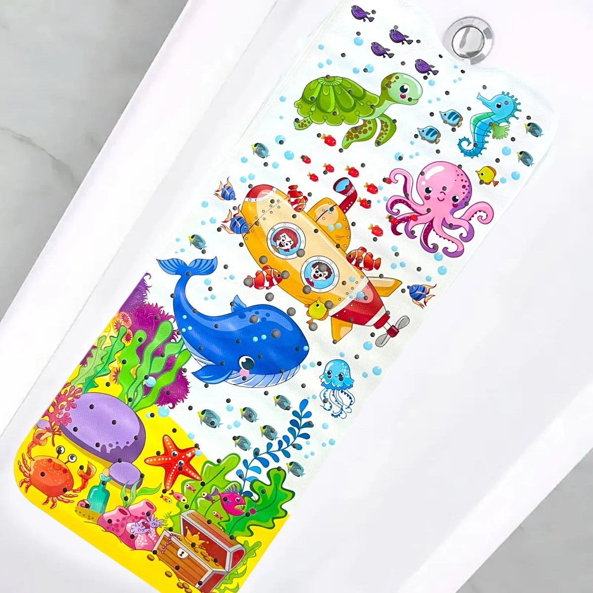 1pc Cartoon Extra Long Bathtub Mat 40x100cm Non Slip Bath Mat for Bathroom Tubs Shower Mats with Suction Cups &amp; Drain Holes
