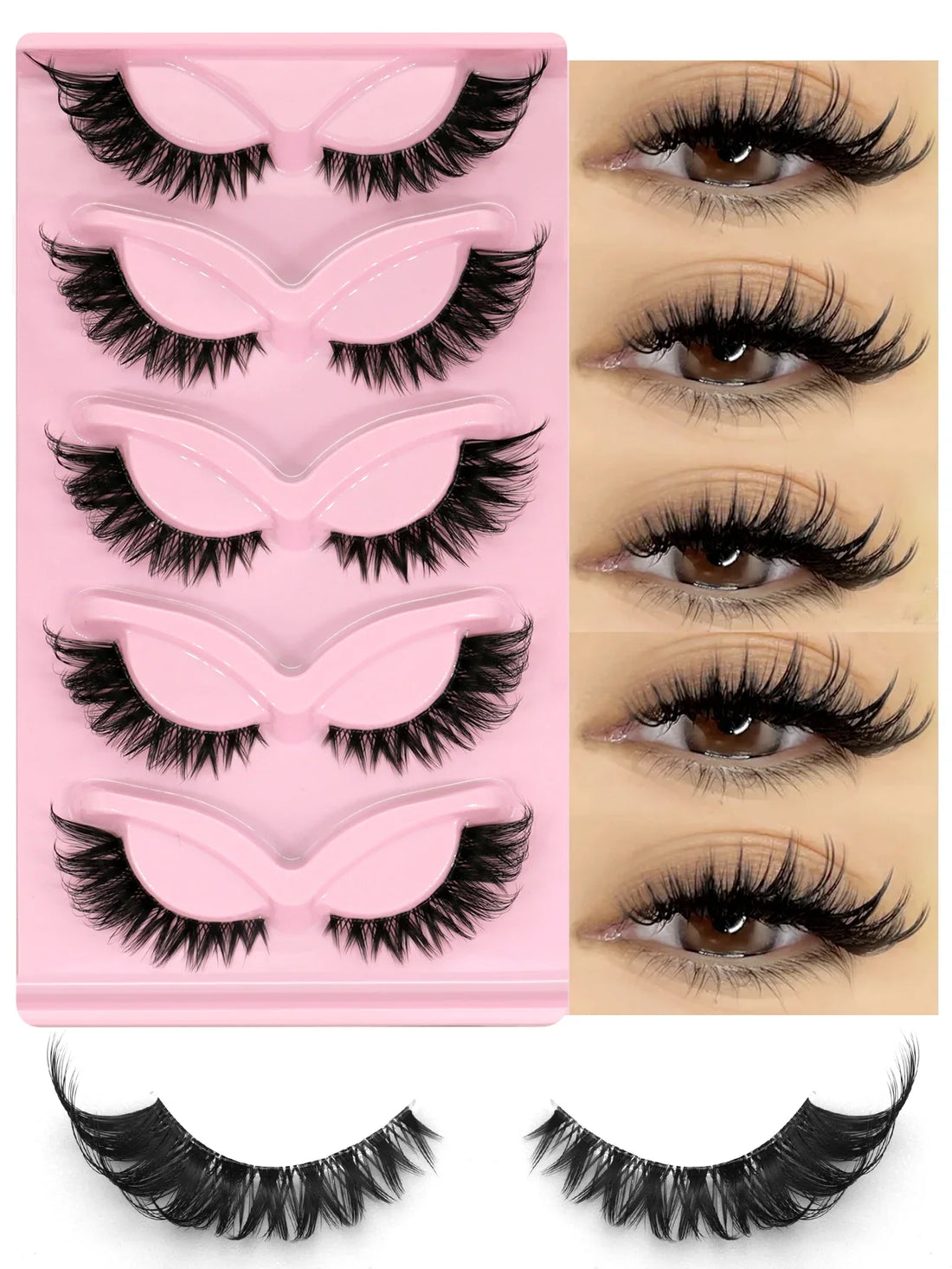 Veltrinay Fake Lashes Cat Eye Lashes Faux Mink Eyelashes Clear Band Lashes Natural Look Wispy Mink Eyelashes False Lashes Makeup