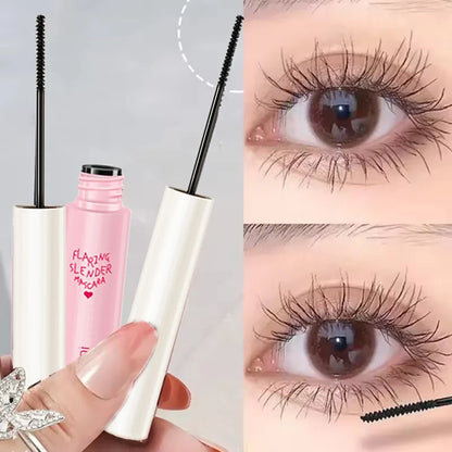 Silk Fiber Curling Mascara, Ultra-Fine Brush, Lengthening &amp; Volumizing, Waterproof, Smudge-Proof, Long-Lasting, Unisex, Eye Safe