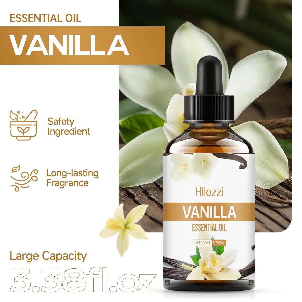 Vanilla Plant Extract Aromatherapy Essential Oil Face Body Diffuser Humidifier Massage, Shower, Manicure, Hair Care