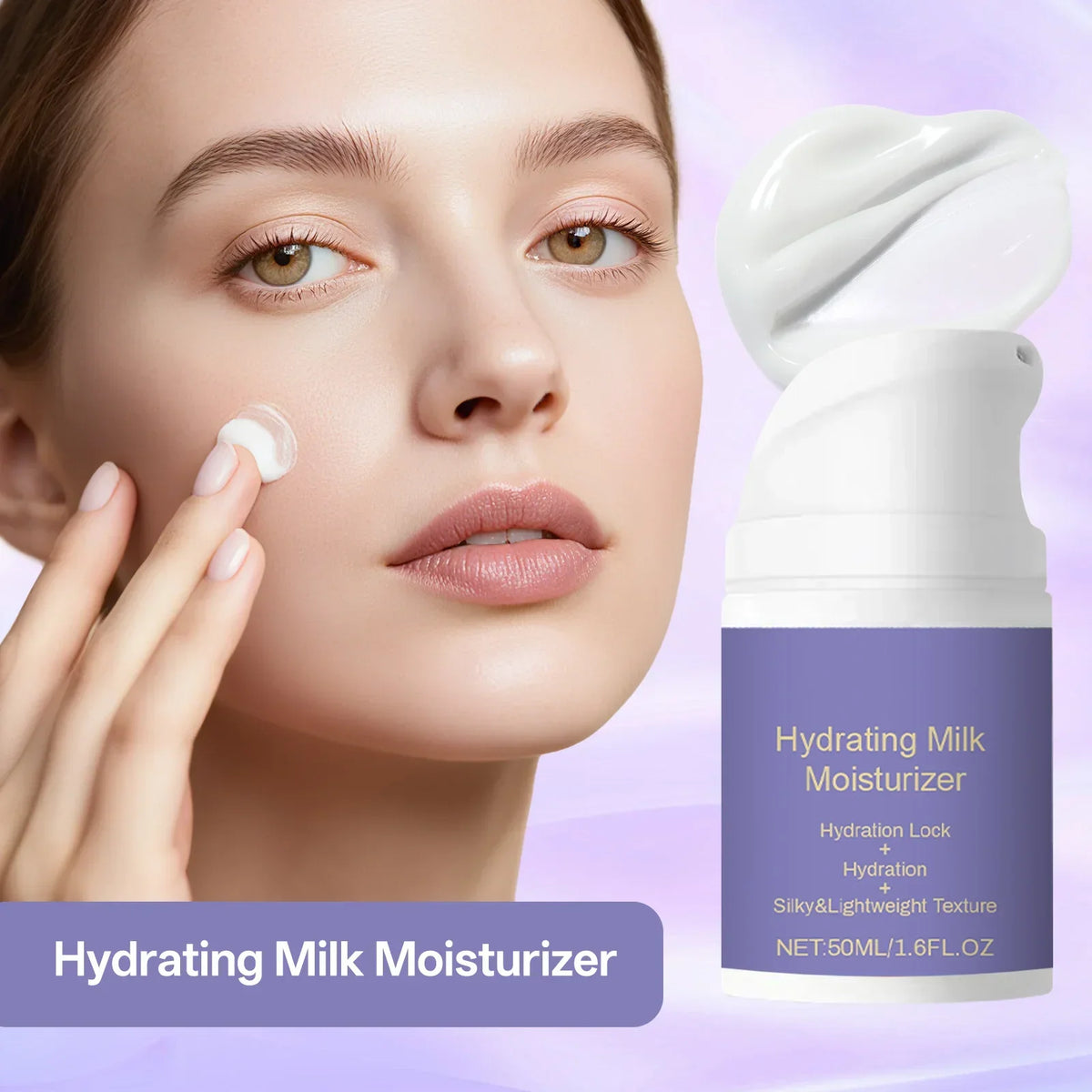 Hydrating Milk Moisturizer 50ml Deep Moisture Cream Shea Butter &amp; Glycerin Repair Barrier Fade Fine Line Non-Greasy for All Skin