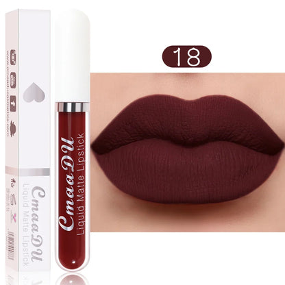 CmaaDu 1 Pcs Matte Lip Gloss Liquid Lipstick- Lip Stains with Long-Lasting Waterproof,  Adult Age Range, Red Tones Easy to Color