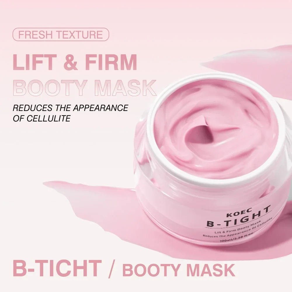 100ml KOEC B-TIGHT Lifting Firming Smoothing Booty Mask Body Cream Reduce Cellulite Hyaluronic Acid Brazil Pepper Guarana Seed
