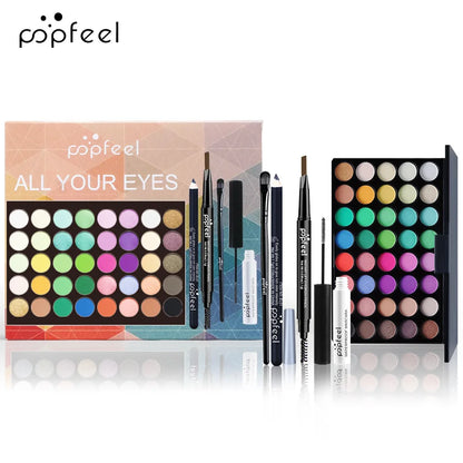 POPFEEL All-in-One Makeup Kit Gift Set with Eyeshadow Palette Foundation Lip Gloss Blush Brushes Eyeliner and More Beauty Gifts