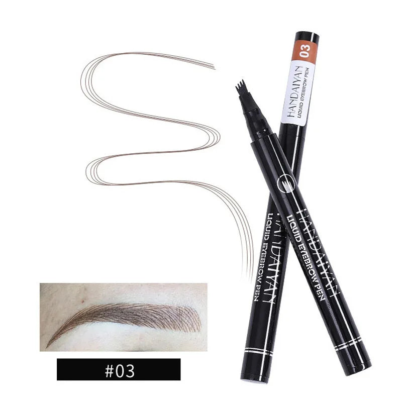 4D Microblading Eyebrow Pen 4 Forks Tip Eyebrow Tattoo Pencil Long Lasting Fine Sketch Liquid Eye Brow Make Up