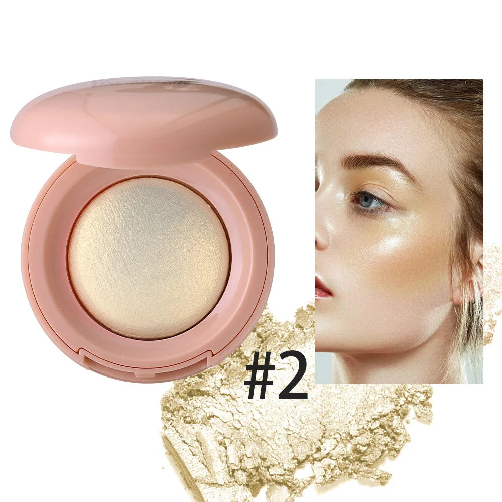 Monochrome Face Brightening Highlighter, Lightweight Non-Greasy Glitter Powder with Subtle Shimmer,Light Beige Brightening