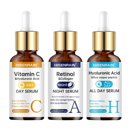 HISENRAIN Vitamin C + Retinol + Hyaluronic Acid Serum Duo | Anti-Aging Brightening &amp; Hydration Combo | For All Skin Type.