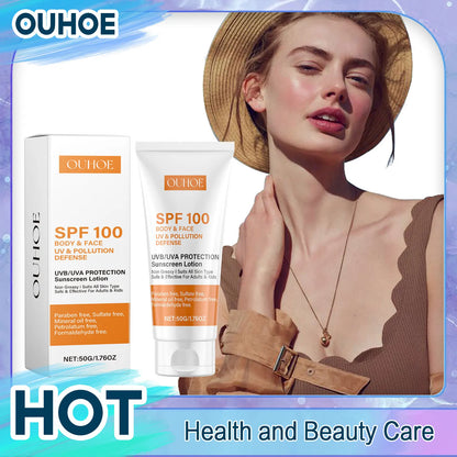 Facial Body Sunscreen Spf100 Anti Sun UV Protector Solar Skin Protective Sunblock Oil-Control Moisturizing Whitening Sun Cream