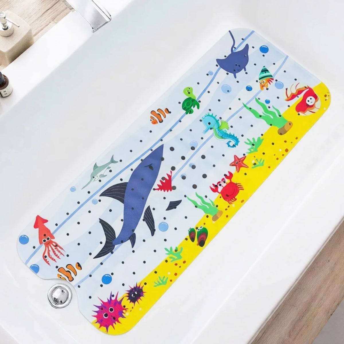 1pc Cartoon Extra Long Bathtub Mat 40x100cm Non Slip Bath Mat for Bathroom Tubs Shower Mats with Suction Cups &amp; Drain Holes