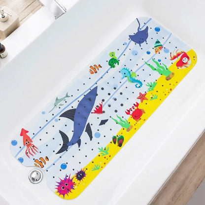1pc Cartoon Extra Long Bathtub Mat 40x100cm Non Slip Bath Mat for Bathroom Tubs Shower Mats with Suction Cups &amp; Drain Holes
