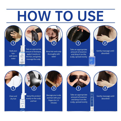 EELHOE Hyaluronic Acid Complete Hair Care Kit Anti Breakage Smoothing Soft Hair Deep Conditioning Castor Oil Hair Growth Serum