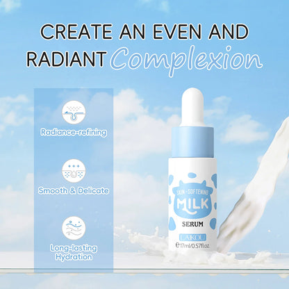LAIKOU Milk Skincare Set Softening Serum Moisturizing Cream Gentle Cleanser Brightening Hydration Travel Kit