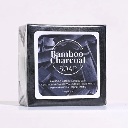 B+100G Bamboo Charcoal Powder Deep Cleaning Soap Plant Oil Soap Keratin Protein Men&