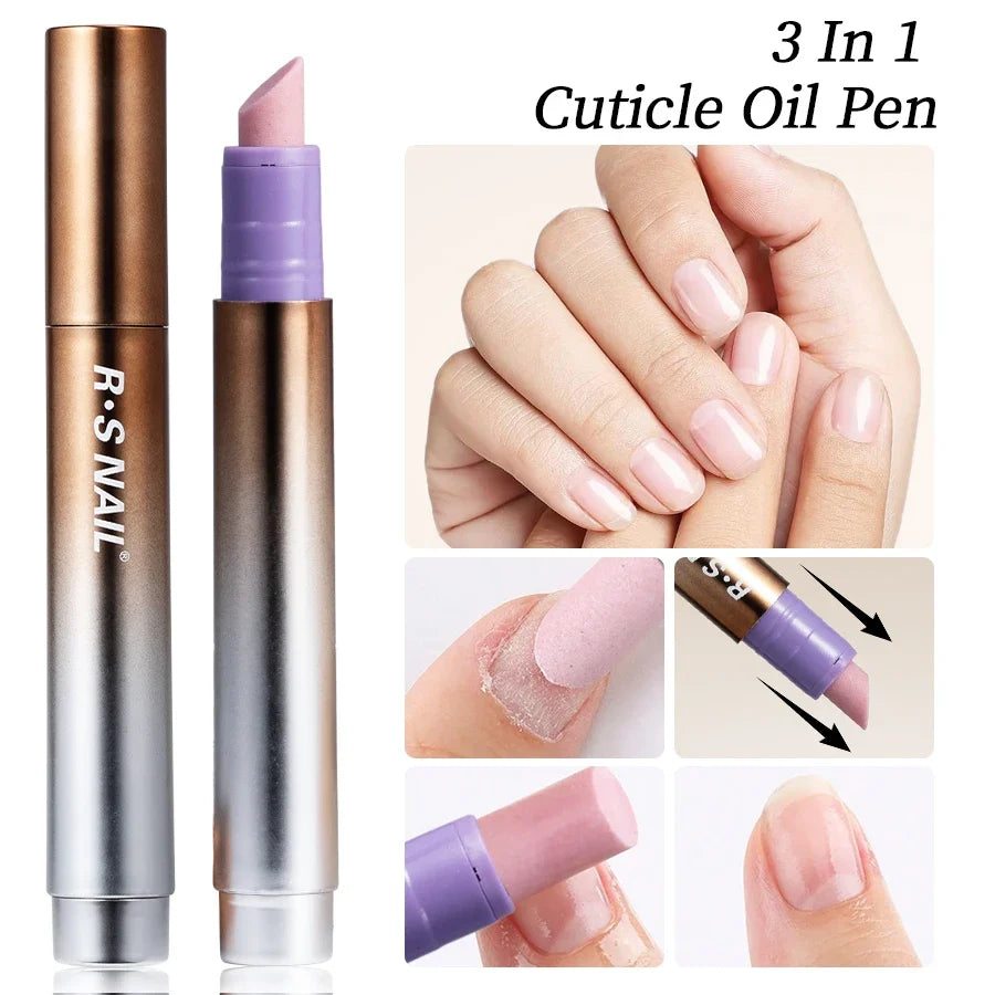 RSNAIL 3-in-1 Cuticle Oil Pen with Ceramic Nail Pusher for Hangnails Dry &amp; Damaged Nails -Nail Care Pen for Repair &amp; Nourishment