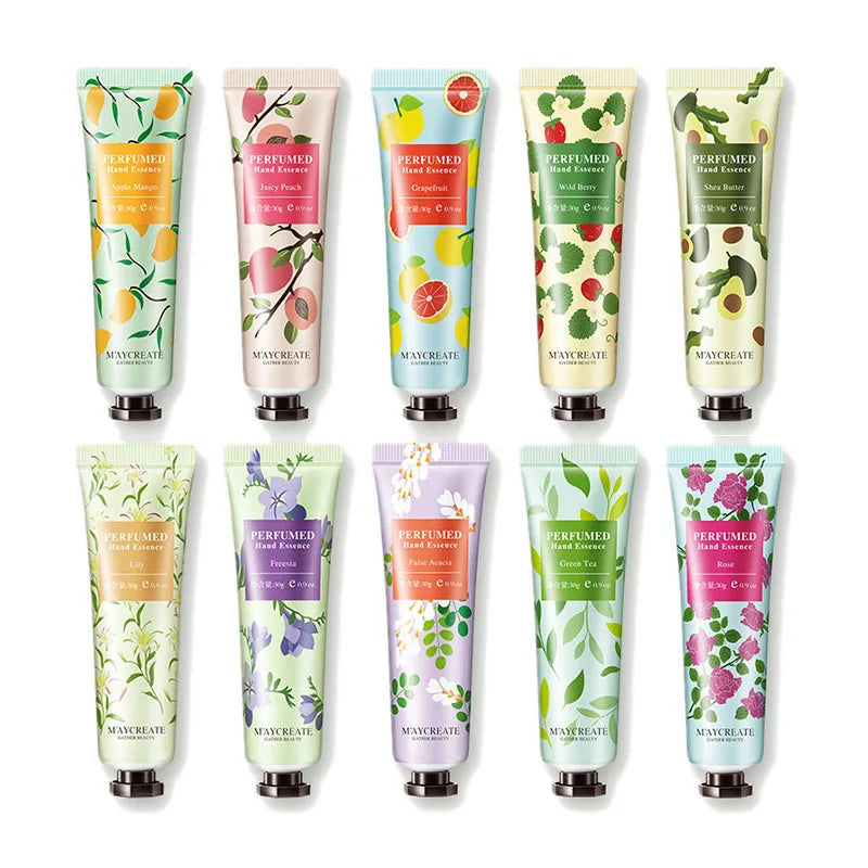 Fruity Flowery Hand Cream Sets Moisturizing Nourishing Anti-aging Repairing Hands Care Beauty Whitening Hands Creams Kit