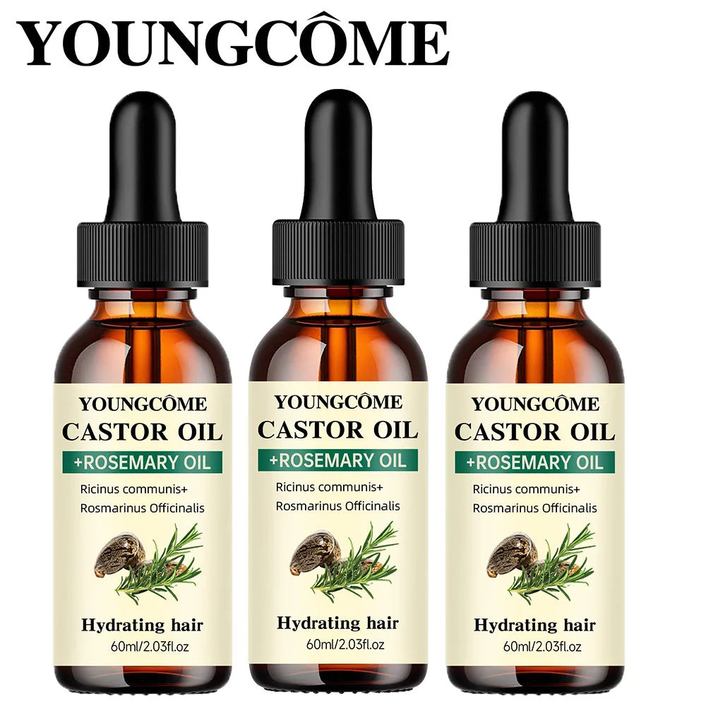 Mix Castor Oil and Rosemary Oil for Hair Growth Enhances hair thickness and Shine, Reduce Hair Loss and Split Ends Hair Care Oil