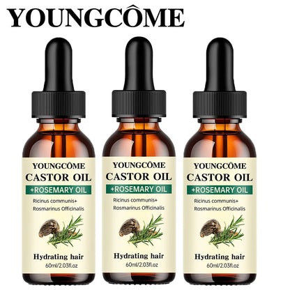 Mix Castor Oil and Rosemary Oil for Hair Growth Enhances hair thickness and Shine, Reduce Hair Loss and Split Ends Hair Care Oil