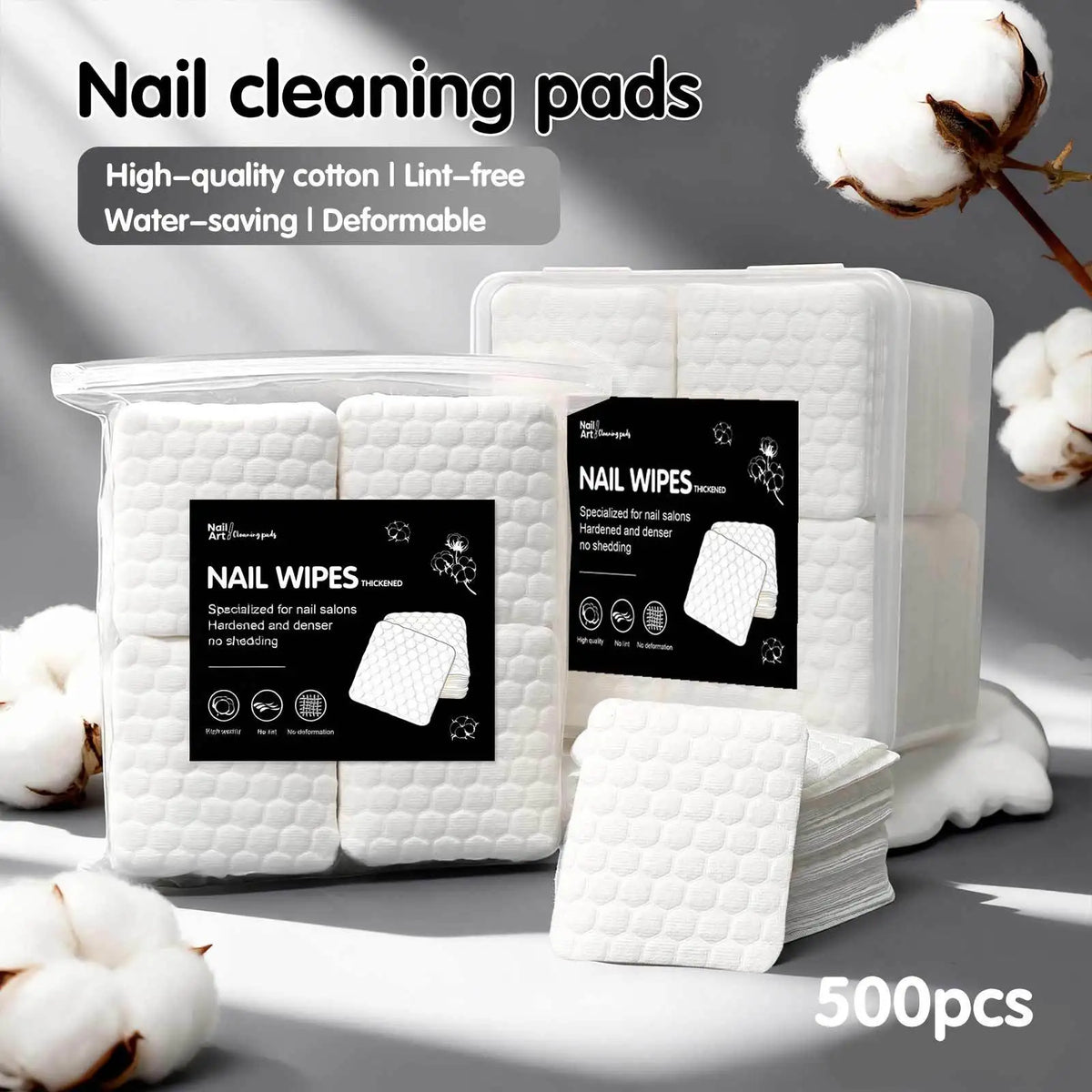 200/500Pcs/pack/box Solid Durable Nail Tools Manicure Gel Nail Polish Remover Pads Lint-Free Wipes Napkins Wraps