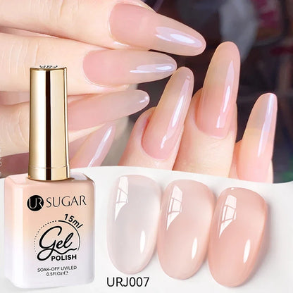 UR SUGAR 15ml Jelly Milky White Translucent Color Gel Polish Semi Permanent UV Gel Nail Art Soak Off Gel Varnish Latest Fashion