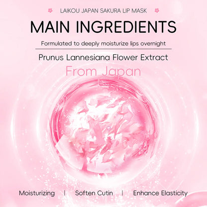 LAIKOU Sakura Lip Mask - Overnight Hydrating Lip Balm for Plump Lip Lines Beauty Care