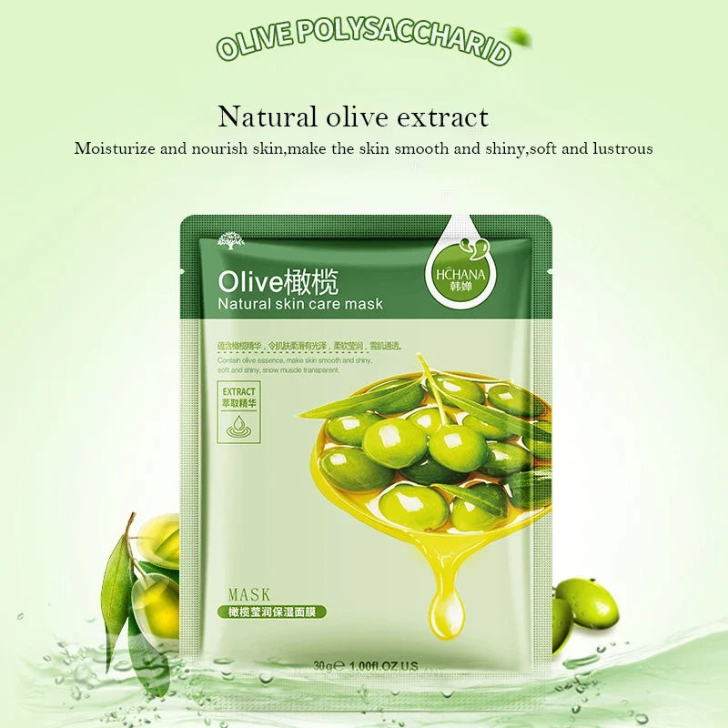 10pcs Natural Plant Facial Mask Moisturizing Oil Control Anti-Aging Fruit Aloe Korean Sheet Face Mask Beauty Skin Care Prodcuts