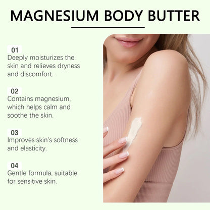 Body Lotion Moisturizing Magnesium Body Butter Nourishing Skin Soft Smooth Soothes Muscles Overnight Shea Butter Skincare Cream
