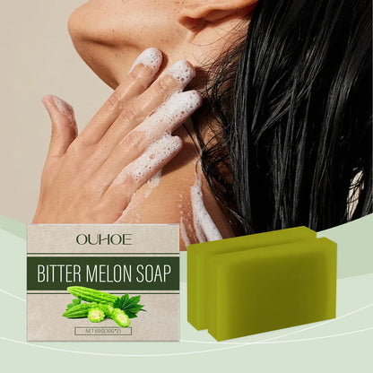 OUHOE Herbal Bath Soap with Bitter Melon: Deeply Clean Pores, Balance Water &amp; Oil, Soothe Skin, Fresh Aroma