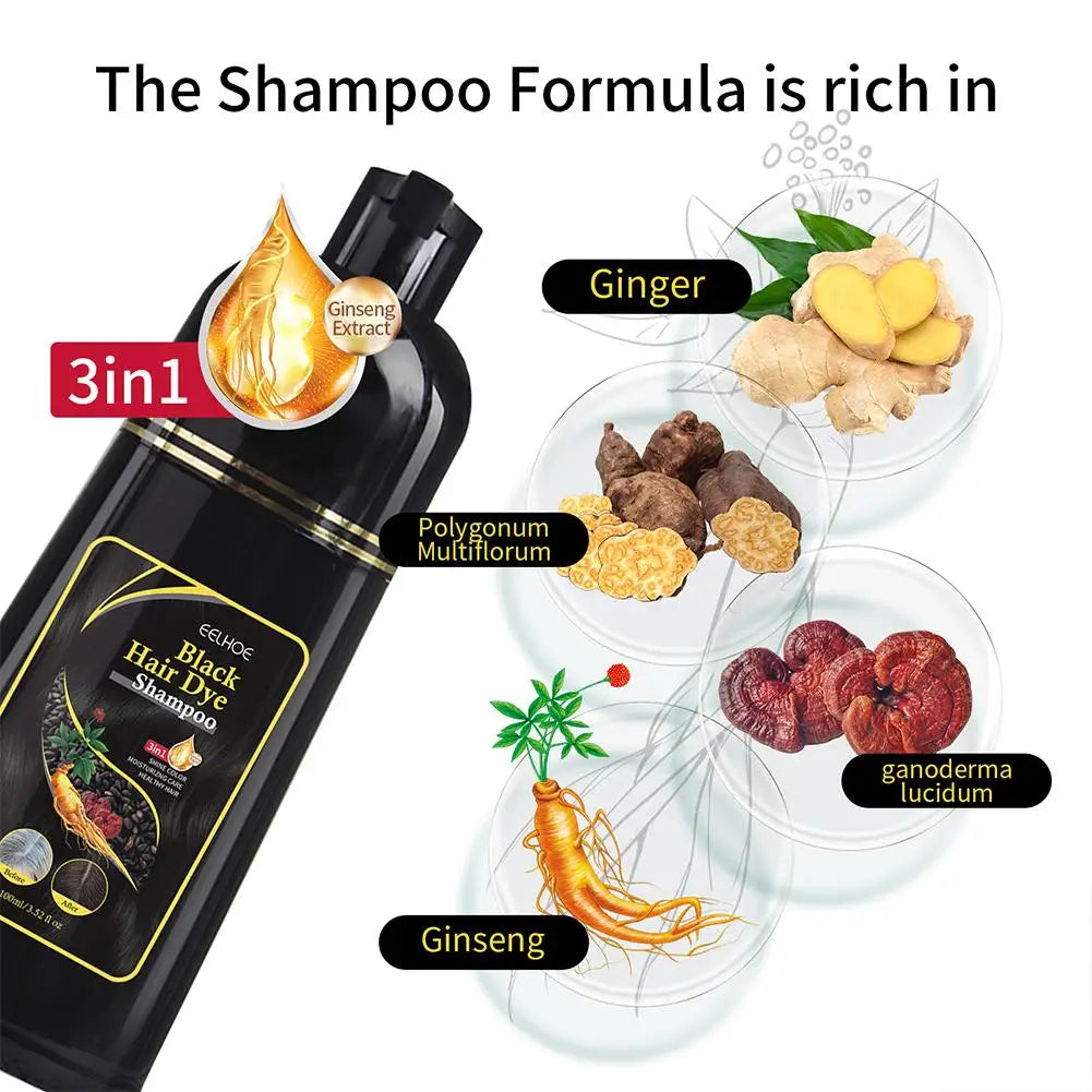100ML Magic Natural Herbal Hair Dye Shampoo 3 in 1 Hair Color Shampoo for Gary Hair Dark Brown Black Women &amp; Men Grey Coverage