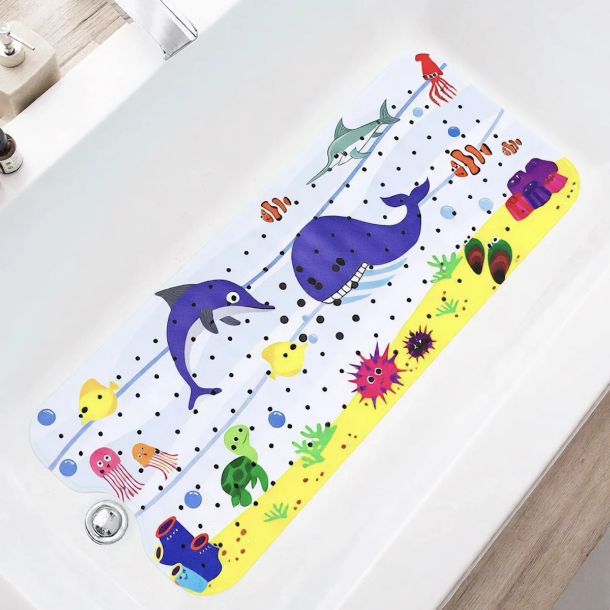 1pc Cartoon Extra Long Bathtub Mat 40x100cm Non Slip Bath Mat for Bathroom Tubs Shower Mats with Suction Cups &amp; Drain Holes