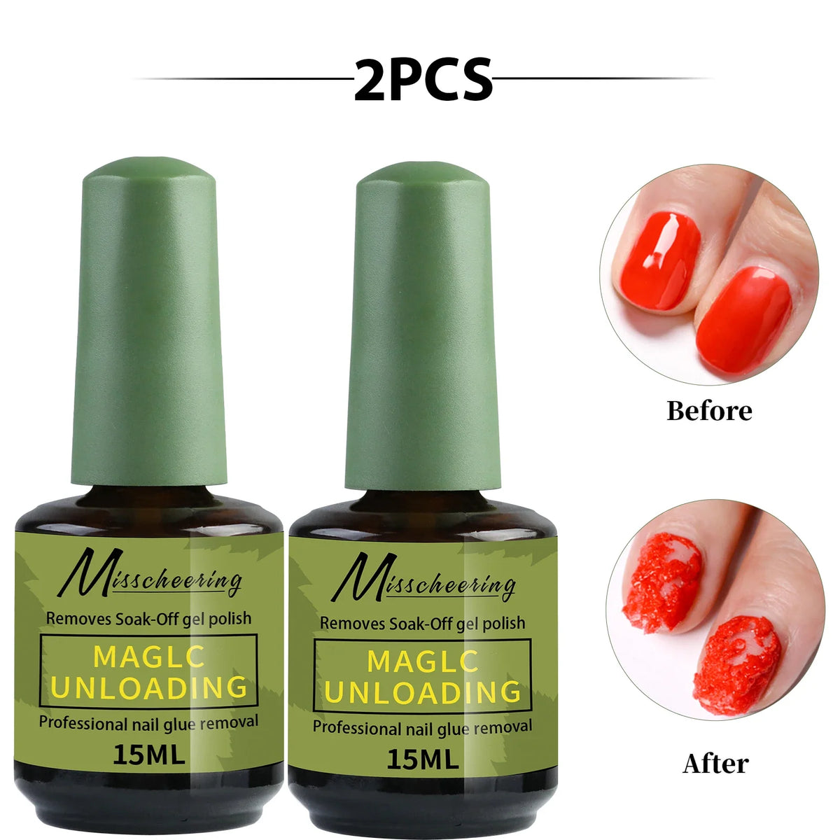 Misscheering 15ml Magic Fast Nail Gel Polish Remover Clean UV Soak Off Semi Permanent Varnish Nail Art Removal Tools Manicure