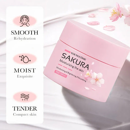 Sakura Essence Cream,Cherry Blossom Facial Moisturizer for Dry &amp; Rough Skin,Anti Aging Face Lifting Nourishing Repair Collagen