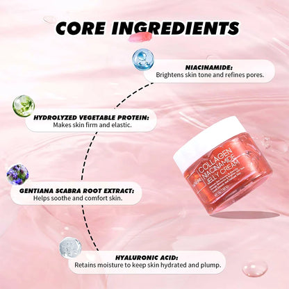 Collagen Jelly Cream Niacinamide Hydrolyzed Collagen 24h Glow &amp; Lifted Look Moisturize Skin Elasticity &amp; Hydration Face Cream